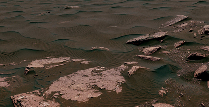 Figure 1. Part of a 360-degree panorama of 'Ogunquit Beach' acquired by the Curiosity rover on March 24th and March 25th, 2017, during the 1647th sol of the Mars Science Laboratory Mission.