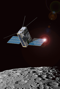 Lunar IceCube to Take on Big Mission From Small Package Morehead State University and Goddard are partnering to create the Lunar IceCube mission shown in this artist’s rendition. Credit: Morehead State University